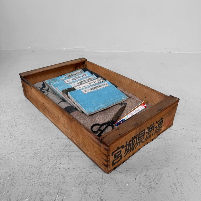 Wood Japanese Wooden Crate, Miyagi Fisheries, 1950s For Sale - Image 7 of 11