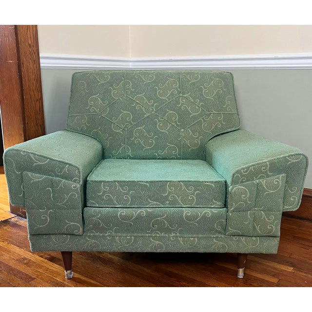 Mid-Century Modern Vintage MCM Mid Century Modern Rowe Armchair and Sofa Set - Minty Sage Green! For Sale - Image 3 of 10