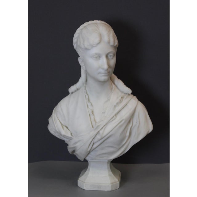 H. F. Iselin, Bust of a Woman, 1873, Carrara Marble For Sale - Image 17 of 17