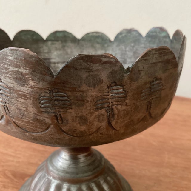 Mid 19th Century Antique Mid 19th Century Middle Eastern Silver on Cooper Footed Bowl For Sale - Image 5 of 12