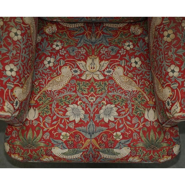 Textile Modern Strawberry Thief Fabric Library Lounge Chair from William Morris For Sale - Image 7 of 18
