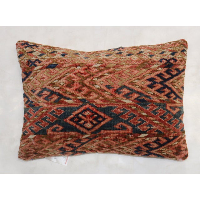 Contemporary Lumbar Antique Turkeman Rug Pillow For Sale - Image 3 of 5