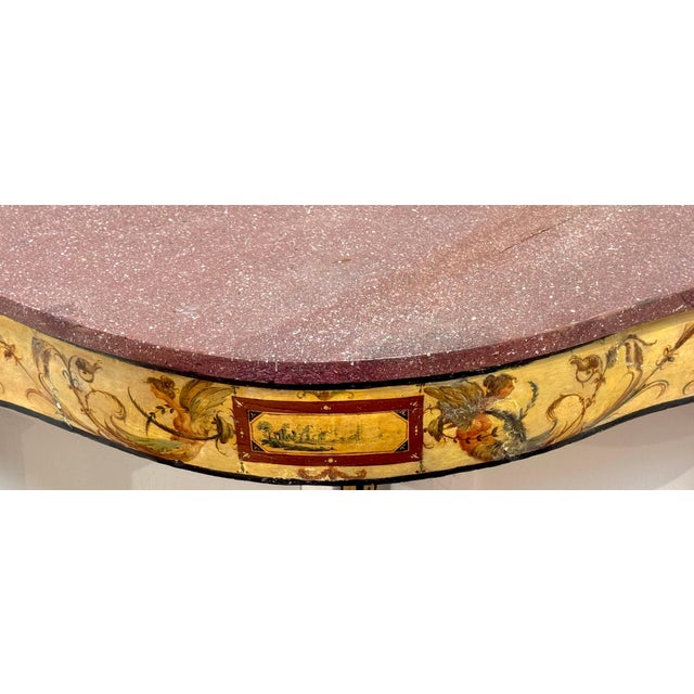 Pair 18th-Century Neapolitan Painted Corner Console Tables, Faux Porphyry Tops For Sale - Image 13 of 18