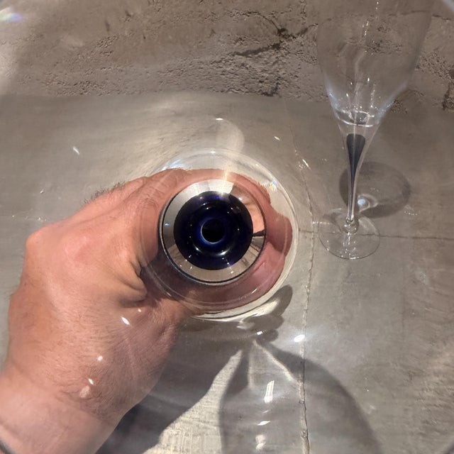 1980s Orrefors Intermezzo Blue Wine Glass Blue Drop Erika Lagerbielke Sweden Set 2 For Sale - Image 12 of 13