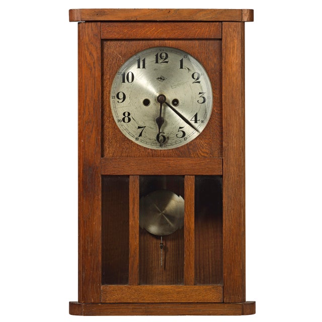 Antique German Craftsman Or Mission Style Kitchen Clock Chairish