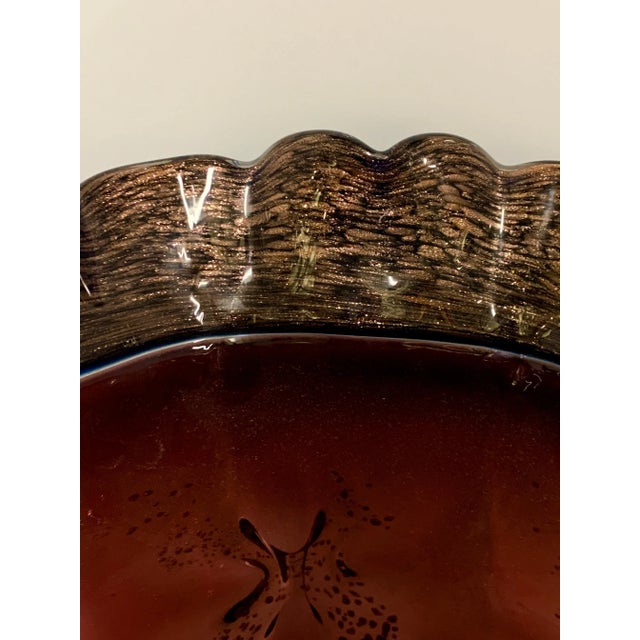 Glass Purple and Gold Art Glass Centerpiece Vase For Sale - Image 7 of 13