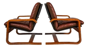 Set of Two 2 Scandinavian Modern Bentwood Lounge Chairs in the Manner of Ingmar Relling, Scandinavia, C. 1980s