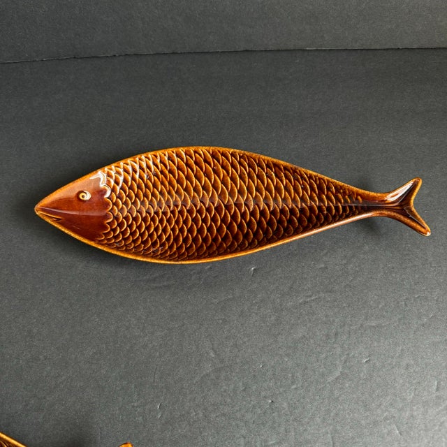 Ceramic Stig Lindberg Gustavsberg Fish Fladen Fish Dishes Bowls a Pair Mid Century For Sale - Image 7 of 11