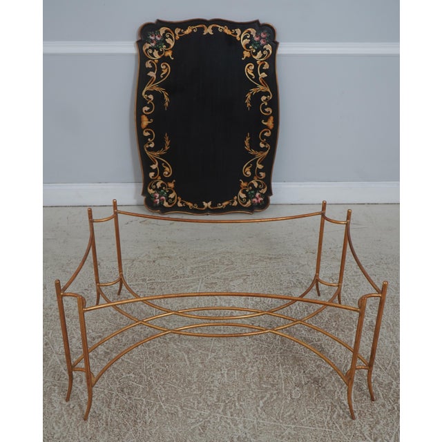 Regency Style Black & Gold Painted Iron Base Tray Table For Sale - Image 13 of 14