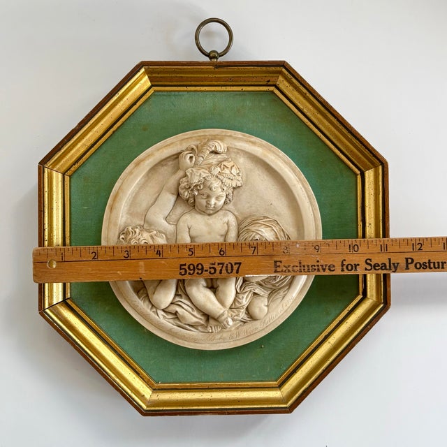 Wood 1950s Sungott Art Studios "The Infant Academy" Framed Classical Relief Plaque For Sale - Image 7 of 11