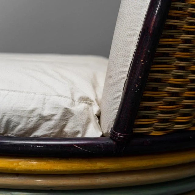 Brown Vintage Wood & Rattan Garden Armchair, 1960s For Sale - Image 8 of 11