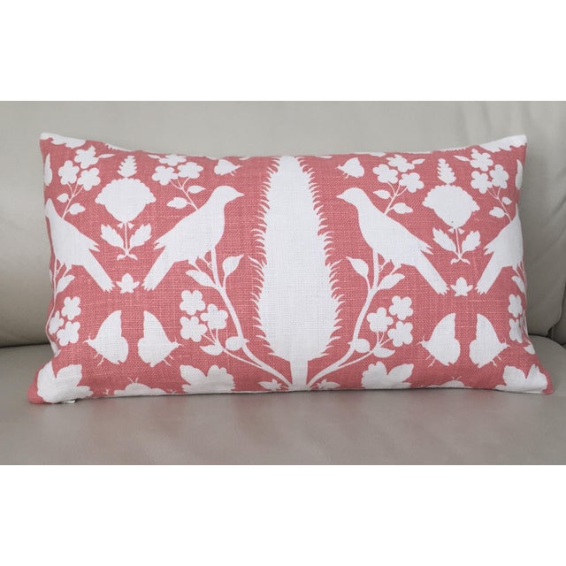 Schumacher Chenonceau Lumbar Pillow In Coral Pillow Cover 14x24