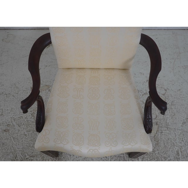 Pair of Henkel Harris Mahogany Upholstered High Back Host Armchairs For Sale - Image 10 of 18