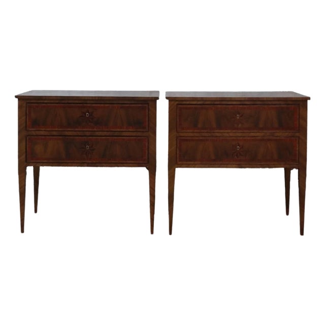 19th Century French Walnut Star Inlay Table (Set of 2) For Sale