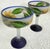 Celebrate in vibrant vintage style with this stunning **set of two large Mexican margarita glasses**, expertly hand-blown...