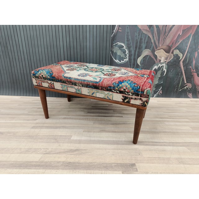 Handmade Kilim Ottoman Bench For Sale - Image 4 of 10
