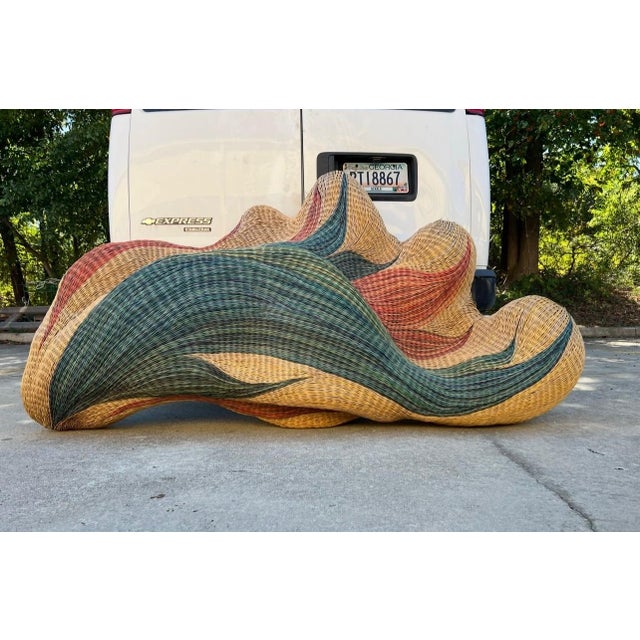 Up for consideration is a beautiful vintage Sally Bright wicker wave design sculpture. This would look lovely in your...