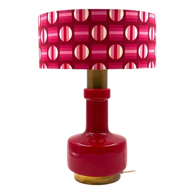 Space Age Red Glass Table Lamp, Italy, 1960s For Sale