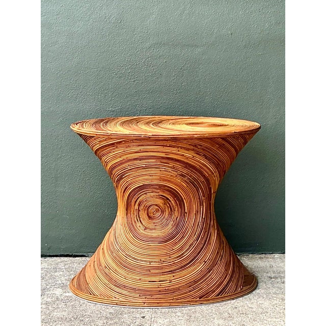 Vintage Pencil Reed Sunburst Dining Table Pedestal For Sale - Image 12 of 13