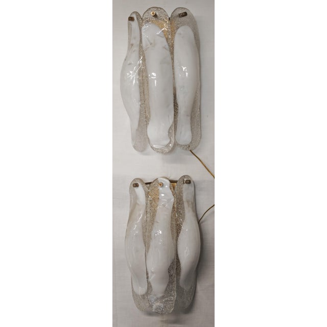 1960s Modern Milk Murano Glass Wall Sconces, 1960s-1970s, Set of 2 For Sale - Image 5 of 16