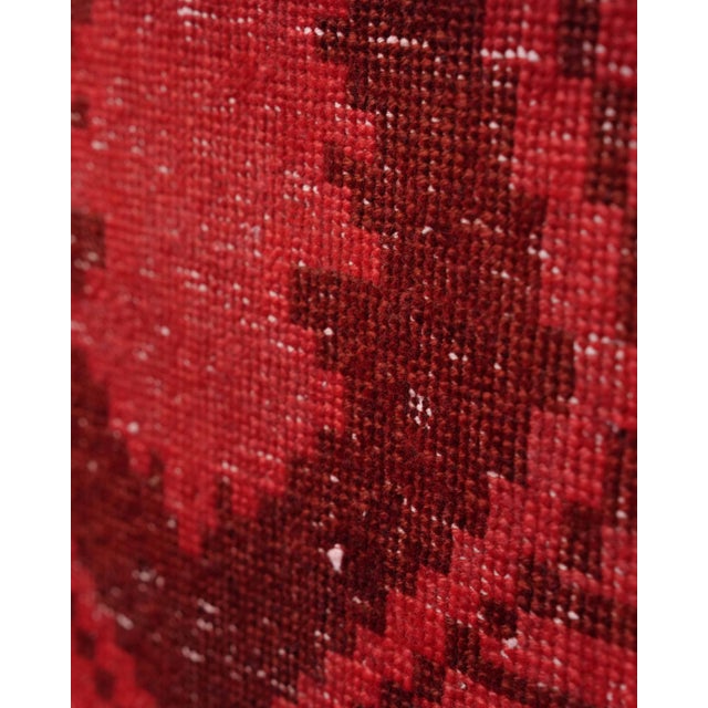 1970s Vintage Turkish Handmade Wool Cotton Red Runner Rug For Sale - Image 9 of 11