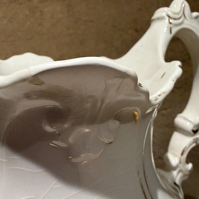 Antique White Porcelain Pitcher Francaise La Porcelain French Country For Sale - Image 9 of 12