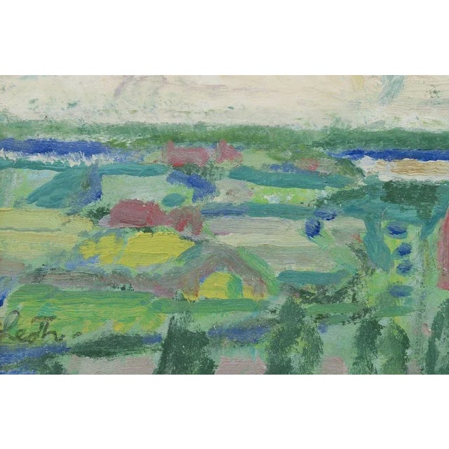 Contemporary Leo Thellefsen, Modernist Country Landscape, 1983, Oil Painting For Sale - Image 3 of 6