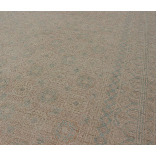 Textile Khotan Design Rug With Geometric Medallions in Tan by Keivan Woven Arts For Sale - Image 7 of 13