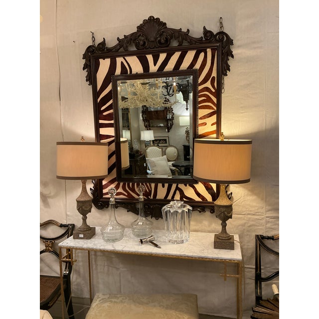 Fabulous Ralph Lauren look zebra mirror. All of the details are indicative of the early Maitland Smith style. This mirror...