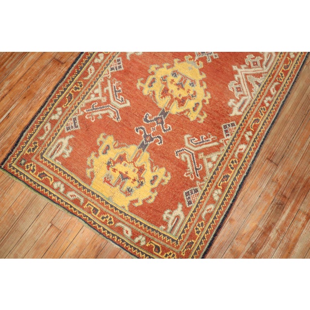 Textile Antique Zabihi Collection Oushak Small Runner - 3'1" x 6'4" For Sale - Image 7 of 9