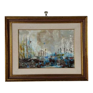Charles Ortega (French, 1925-2006) Harbour Scene Oil Painting