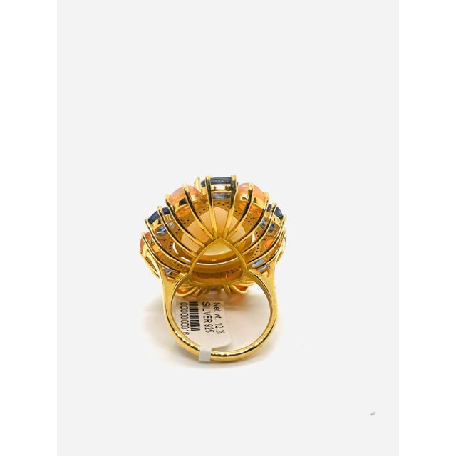 Bochic “Capri” Vintage Fire Opal, Kyanite & Diamond Cocktail Ring - 18K Gold & S For Sale - Image 13 of 13