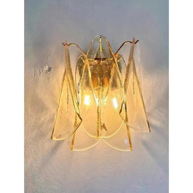 Amber rondini murano glass gold wall sconces by simoeng, set of 2, in exhibition piece conditions. Designed from 2000 us...