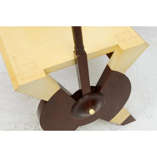 Pair of Carlo Bugatti Inspired Handcrafted Parchment and Mahogany Chairs For Sale In New York - Image 6 of 12