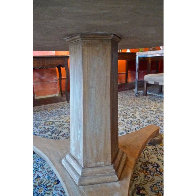 Custom 72" Swedish Style Alder-Wood Round Pedestal Table For Sale In Los Angeles - Image 6 of 11