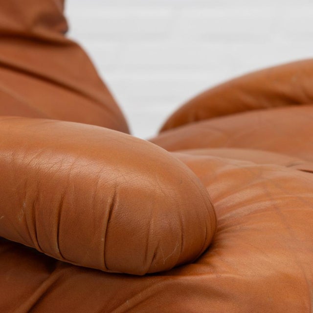 Italian Corolla Lounge Chair in Cognac Leather by I.P.E., 1970s For Sale - Image 9 of 16