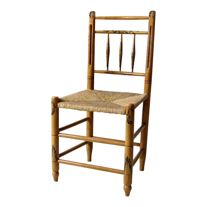 Vintage Folk Art Painted Rush Seat Chair Chairish