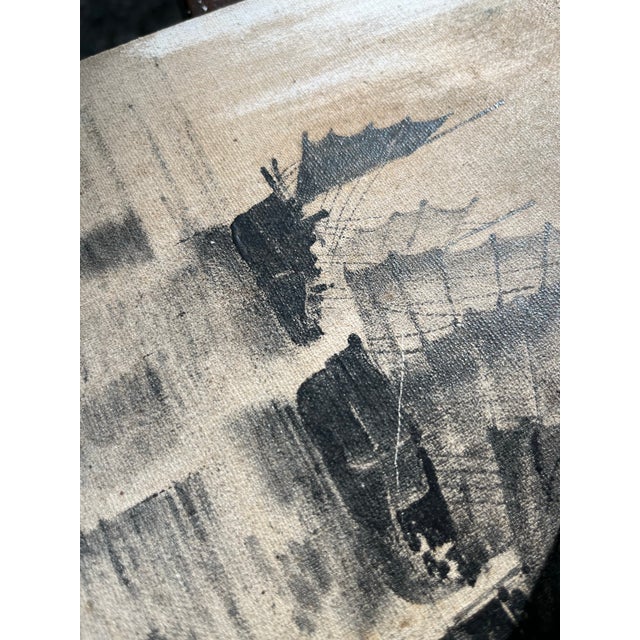 Textile Antique Original Chinese Junk Painting For Sale - Image 7 of 8