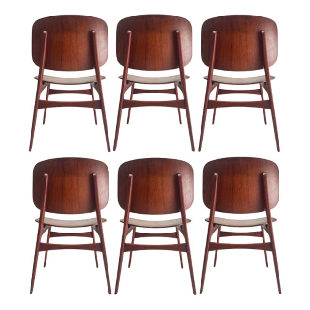 Danish Teak Shell Chairs by Børge Mogensen for Soborg Furniture Factory, 1950s, Set of 6 For Sale
