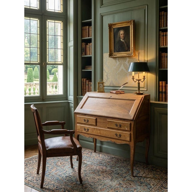French Early 19th Century Louis XV Style Country French (Provincial) Slant-Front Desk For Sale - Image 3 of 5