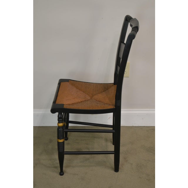 Authentic Hitchcock Nichols & Stone Pair Black and Gold Stenciled Rush