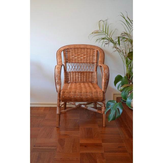 Wood French Provincial Rattan Armchair For Sale - Image 7 of 16