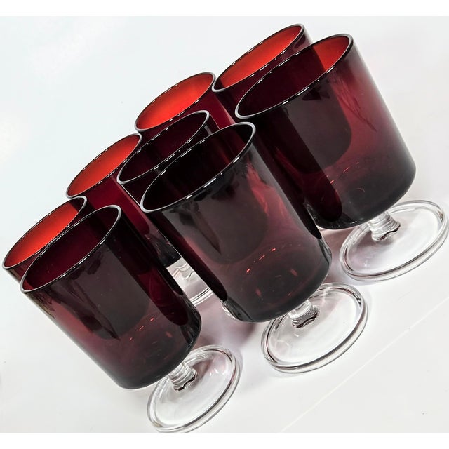 Ruby Red Goblets- Set of Eight For Sale - Image 6 of 8