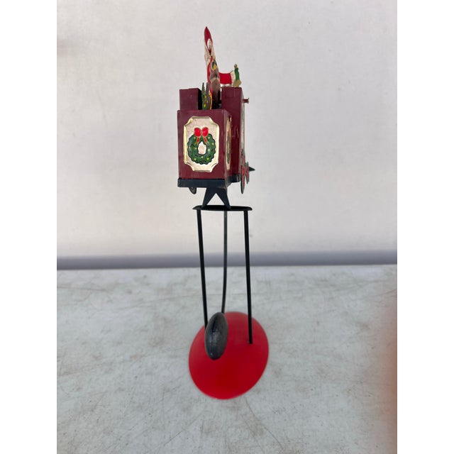 Arts & Crafts Vintage Folk Art Articulated Balancing Santa in Train For Sale - Image 3 of 11