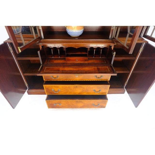 Beacon Hill Individual Panes Bubble Glass Doors Mahogany Butler Desk Breakfront For Sale - Image 18 of 18