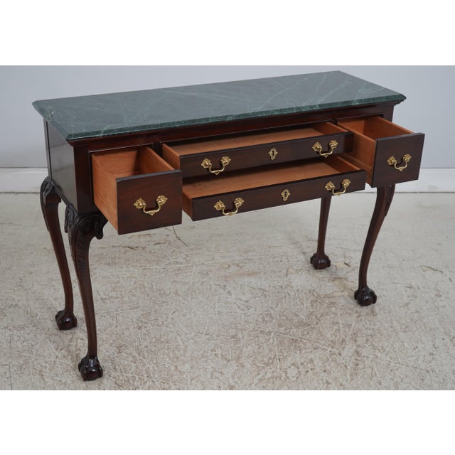 Queen Anne Stickley 4 Drawer Marble Top Server Console For Sale - Image 3 of 18