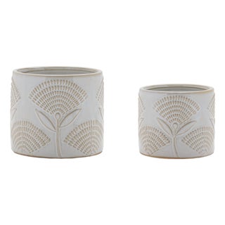 Porcelain Floral Patterned Planter (Set of 2) For Sale