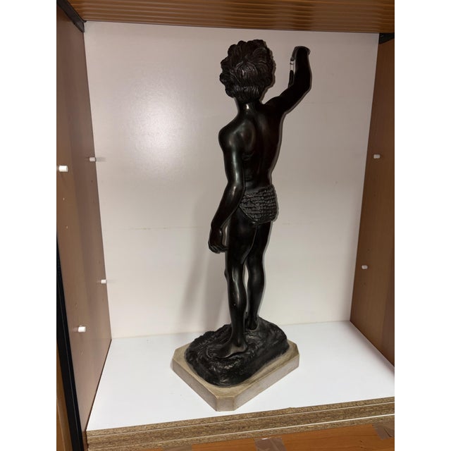 Stone Ancient Fisherman Sculpture in Marble, 1930 For Sale - Image 7 of 10