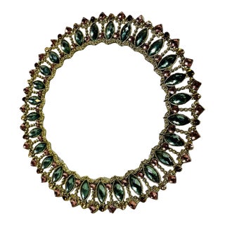Round Bejeweled Table Top Frame in Swarovski Crystals in Various Colors In the Style of Olivia Riegel For Sale
