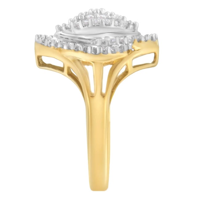 Early 21st Century 10K Yellow Gold Diamond Cocktail Ring (1/2 Cttw, J-K Color, I2-I3 Clarity) - Size 6 EVS1010 For Sale - Image 5 of 7
